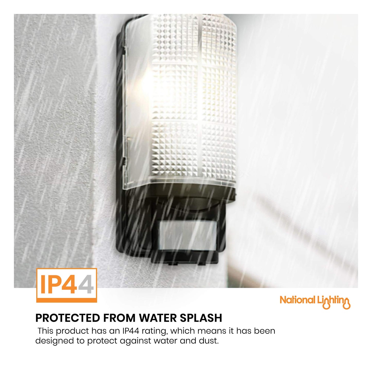 Motion Outdoor Lights Mains Powered - PIR Lights Outdoor - Bulkhead Wall Lights with Motion Sensor - IP44 Rated Security Lights - Black Finish - E27 LED Compatible