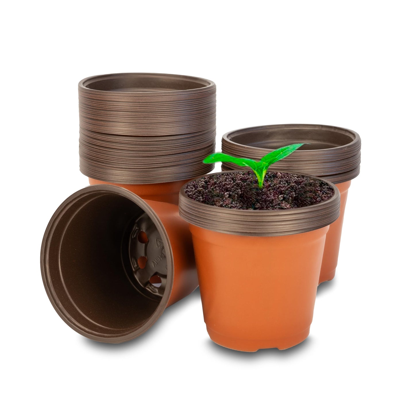 ZANGCO Reusable Plastic Plant Pots - Durable, Lightweight Planters for Indoor and Outdoor Use - Modern Design with Drainage Holes (20, 10CM)