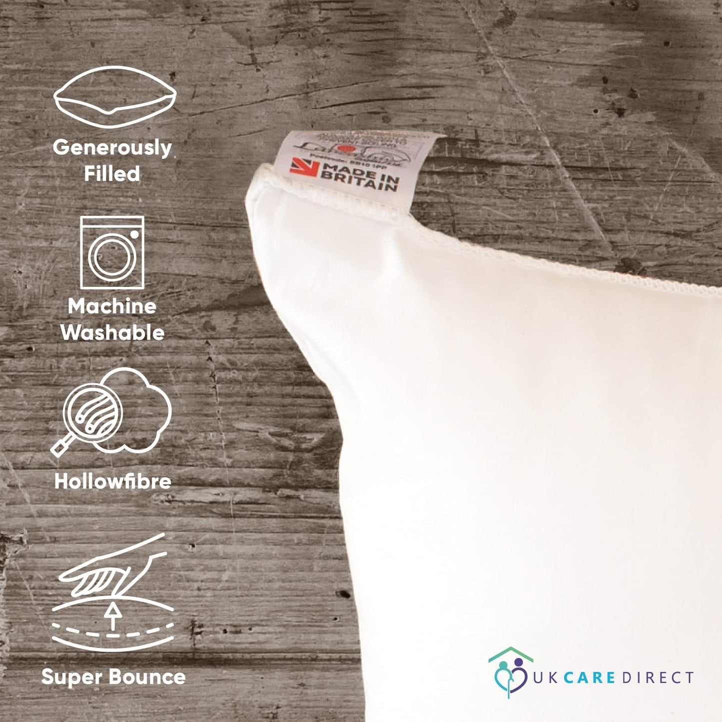 UK Care Direct Pack of 4 Cushion Inserts 45cm x 45cm - 18 x 18 Cushion Insert - White Square Cushions; Hypoallergenic Cushion Inner - Bounce Back Cushion Pads for Sofa & Couches - Pack of 4