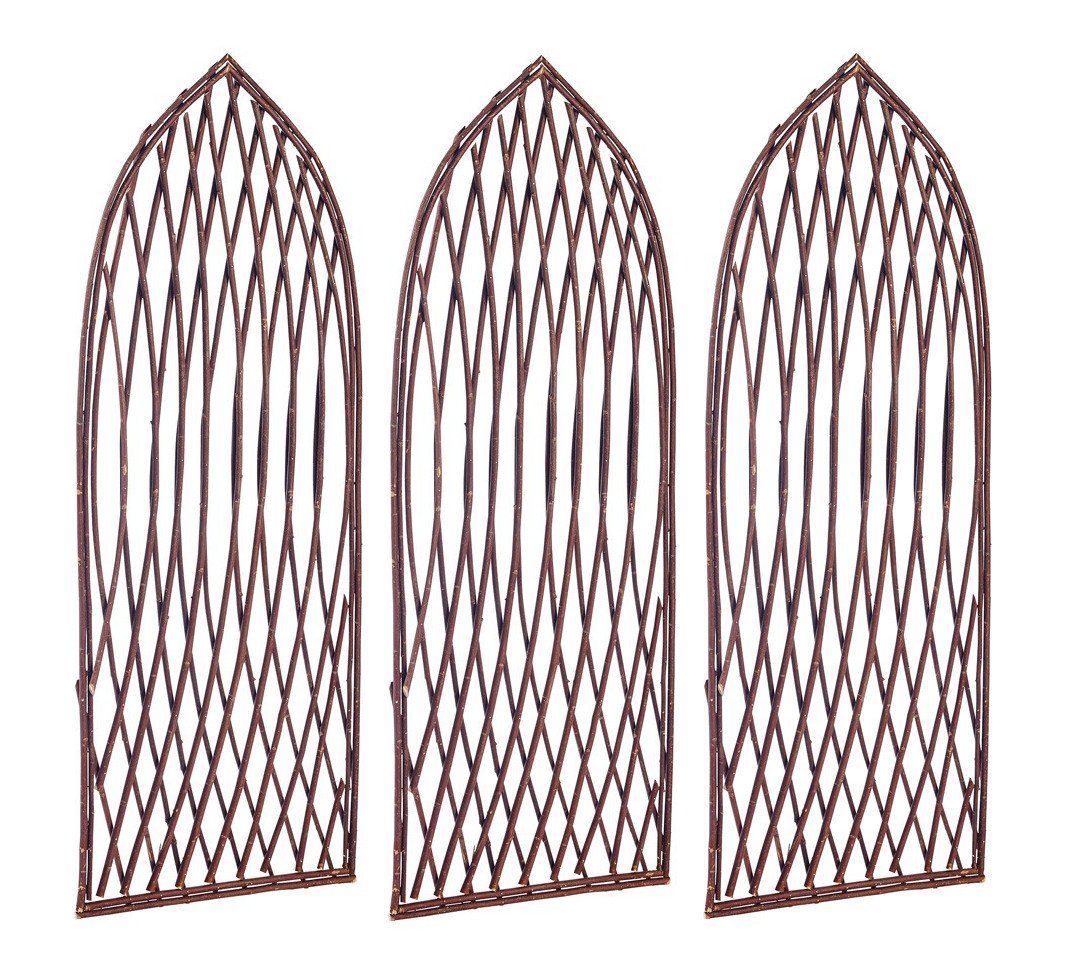 Pack of 3 Selections Willow Lattice Trellis With Gothic Top (120 x 45 Centimeter)