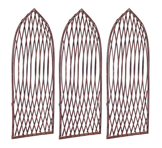 Pack of 3 Selections Willow Lattice Trellis With Gothic Top (120 x 45 Centimeter)