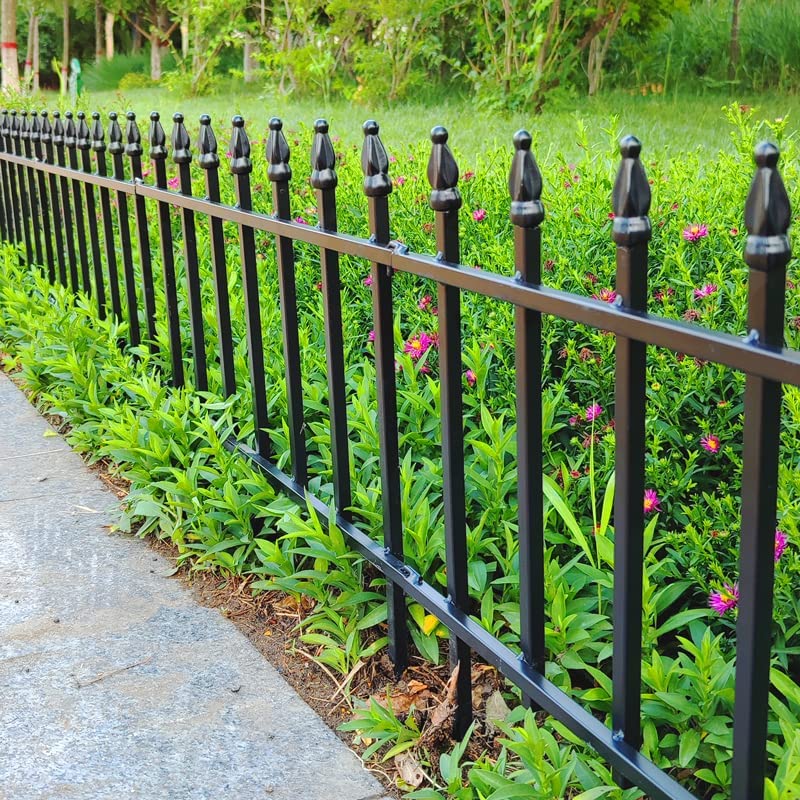 Thealyn Metal Decorative Garden Fence 57cm Wide x 45cm High (5 Panels, Total Length 2.8m), Metal Fence Panels, Landscape Fencing for Flower Bed, Trees, Animal Barrier