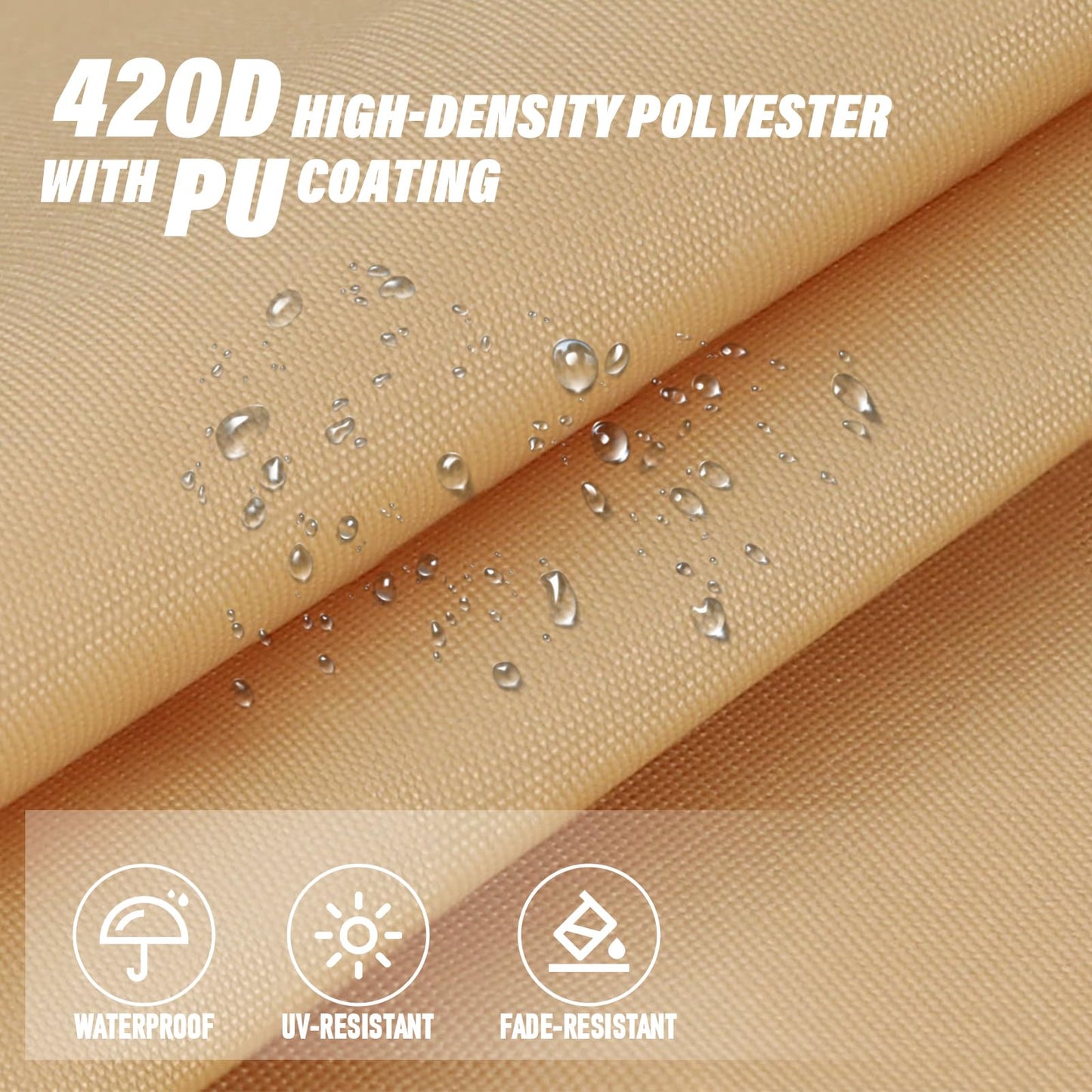 YedZen Rectangle Sun Shade Sail, 3x4m Off-White Waterproof Sunscreen with 304 Fixing Kit Awning Canopy, 420D Fabric 95% UV Block Sunscreen Awning Canopy with Free Rope for Outdoor Garden Patio Camping