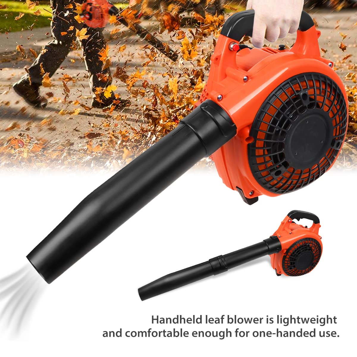 Cordless Petrol Garden Leaf Blower, Snow Grass Lawn Blowers Vacuum Powerful 26cc 2 Stroke Air Cooled Engine, Portable Handheld, for Blowing Leaves, Wood Chips, Dust, Garden Debris, Grass Cuttings