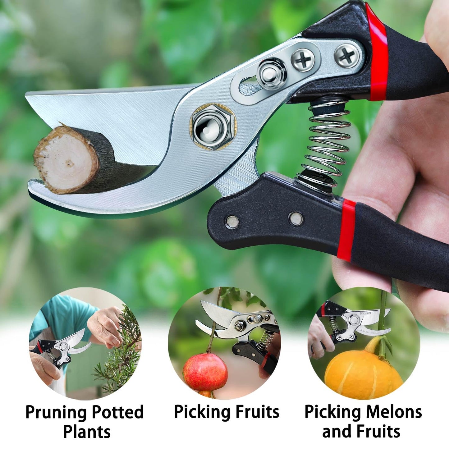 Kynup Secateurs Pruning Scissors, Gardening Pruning Shears, Garden Scissors, Hedge & Garden Shears, Clippers for Plants, Gardening, Trimming, Garden Tool(Black)