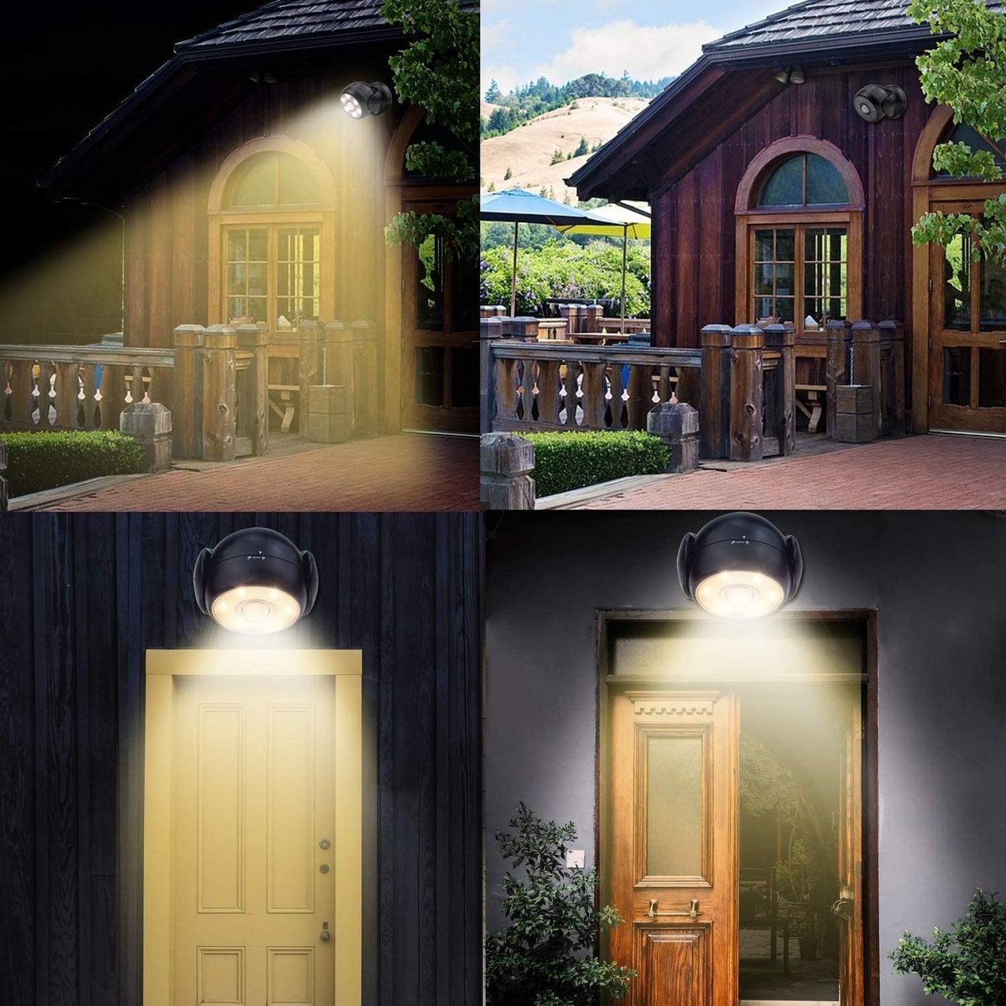 BIGLIGHT Battery Motion Sensor Spotlight Wireless Floodlight Outdoor Front Door Security Spotlight Waterproof Compact Spotlight Rotatable Wall Down Light for Driveway Hallway, 200 Lumens