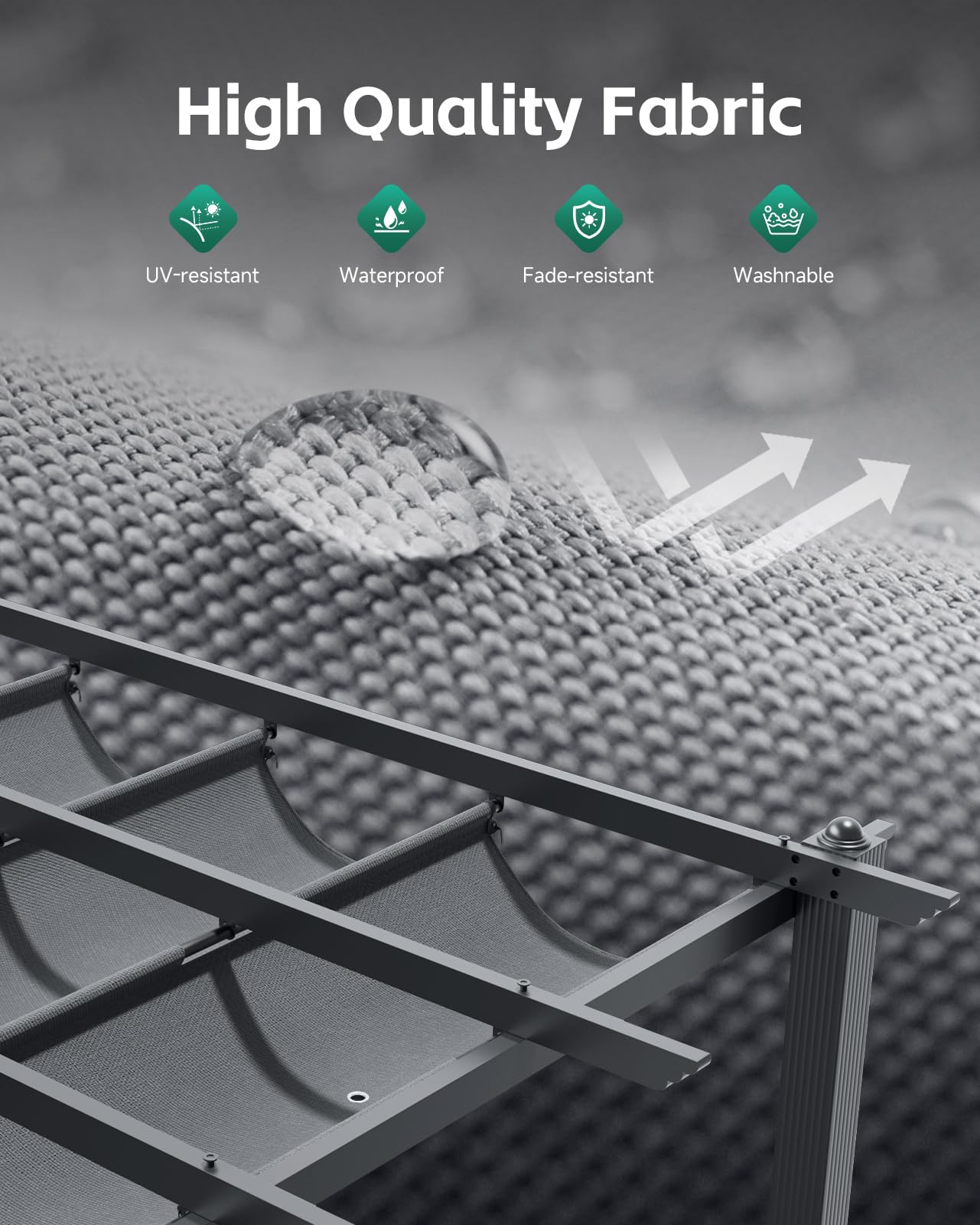 The Fellie 3M x 3M Aluminium Pergola with Retractable Roof, Outdoor Garden Gazebos Water-resistant, Large Metal Retractable Pergola Sun Shade Shelter for Garden, Patio, Poolside, Party, BBQ, Dark Grey