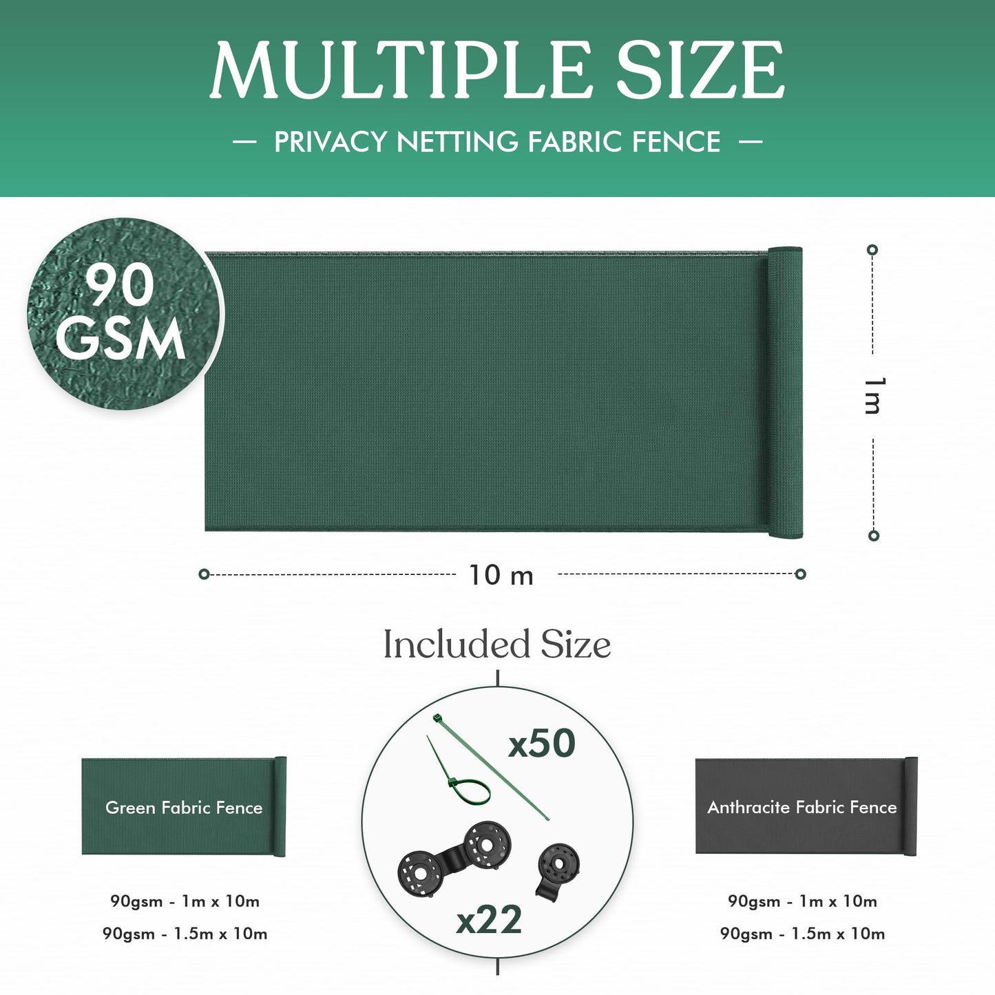 FB FunkyBuys Garden Screening 1x10m for Outdoor Protection - Privacy Screen & Summer-friendly Privacy Netting for Balcony & Patio - Tear Resistant Windbreak Fence Screening GREEN, 90gsm