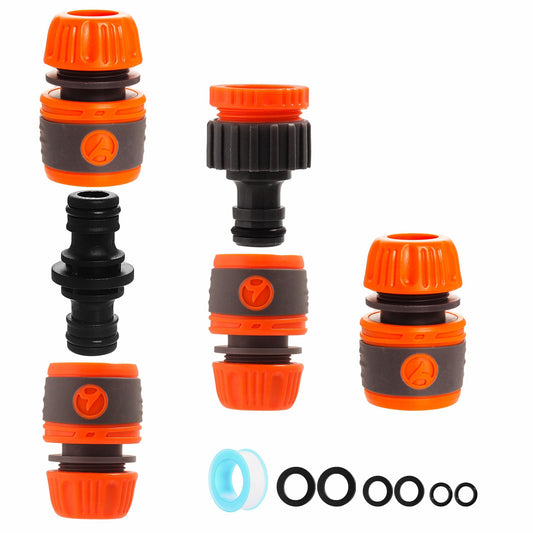 Garden Hose Connectors and Fittings Set - Outside Tap to Hose Adapter, Double Male Fittings for 3/4'' and 1/2'' Tap