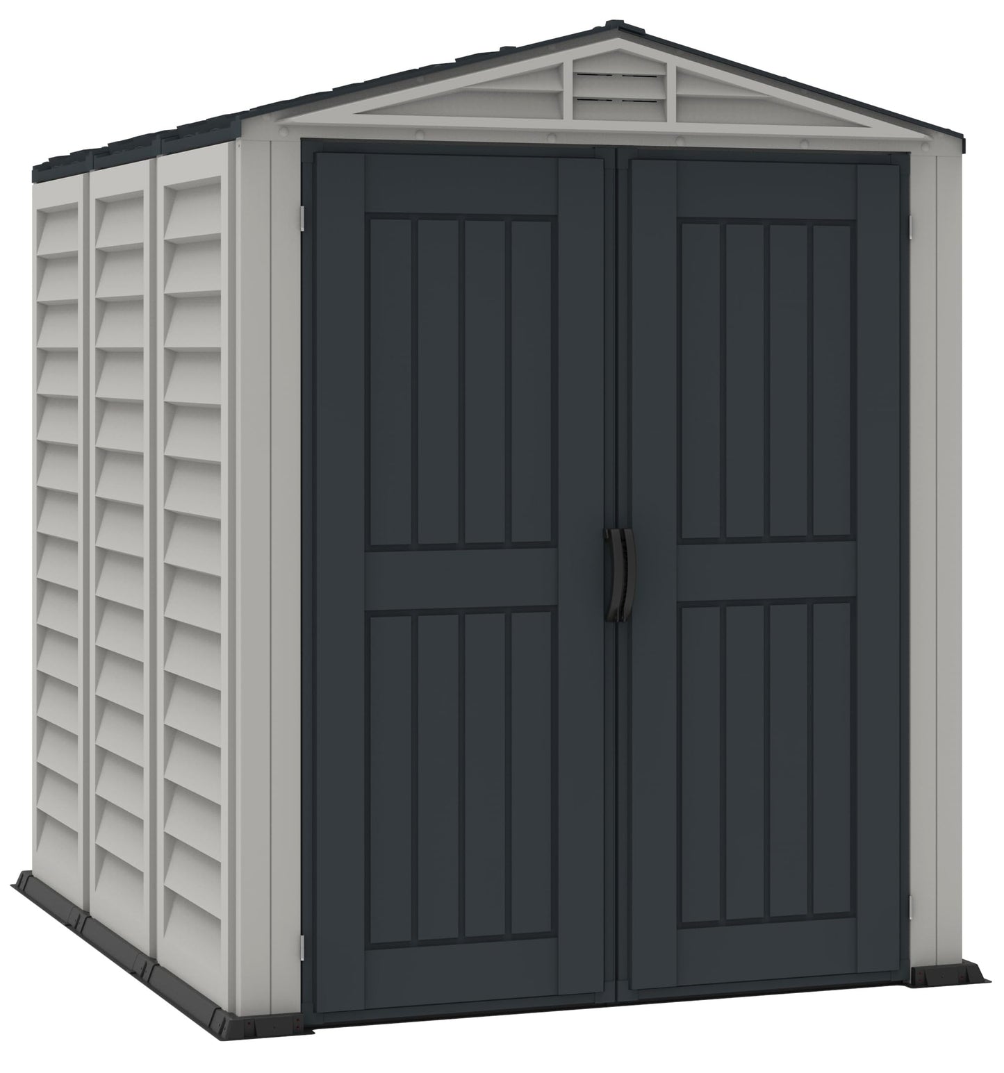 Duramax YardMate PLUS 5 x 8 (4.28 m2) Plastic Garden Shed with Heavy-Duty Plastic Floor, Strong Metal Roof Structure, Fire Retardant & Maintenance-Free Storage Shed, Dark Grey & Adobe