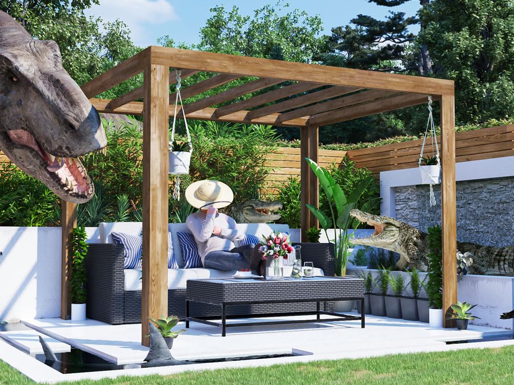 Dunster House Pergola 3 x 2.5 Metres Pressure Treated Wooden Garden Structure TerraCube