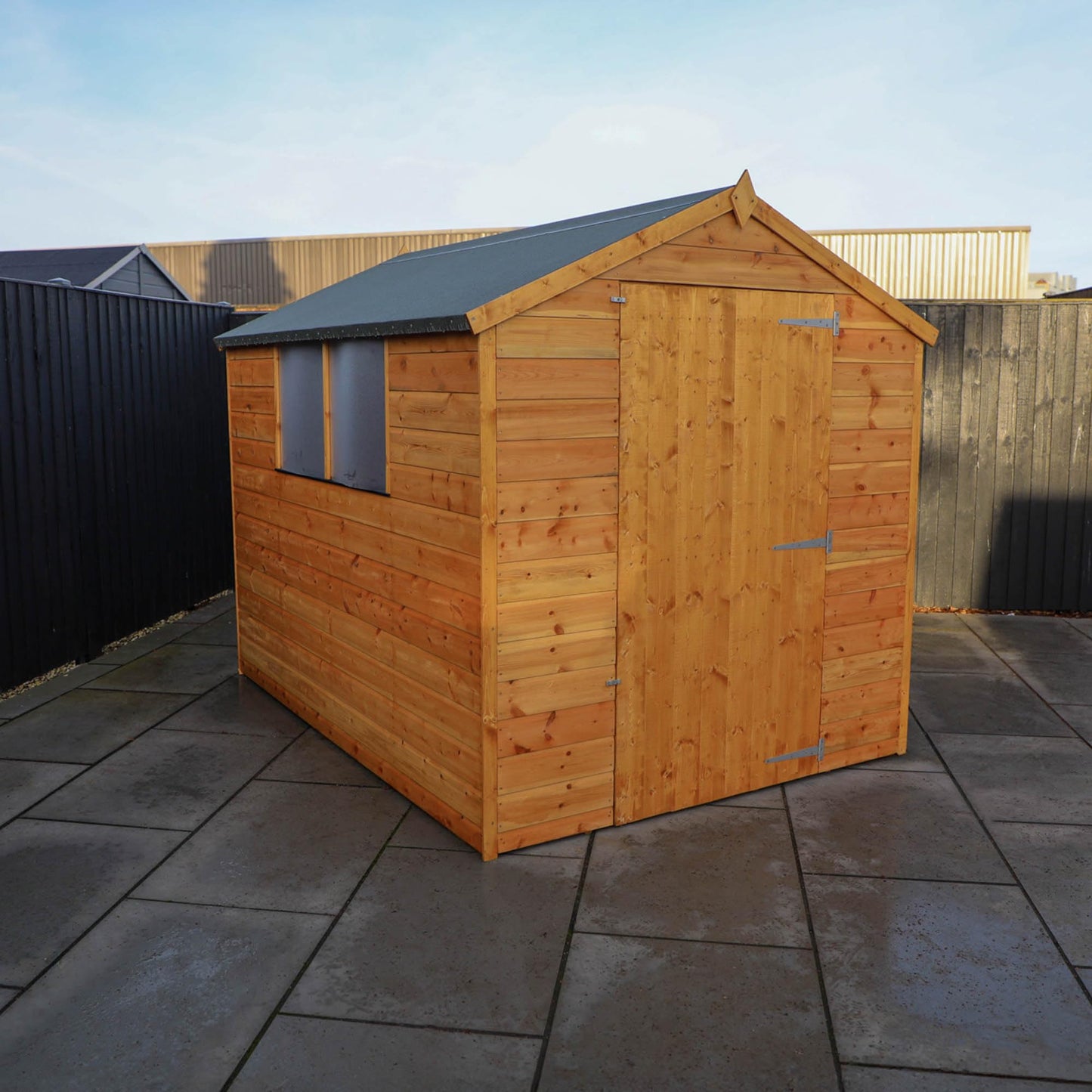Waltons 8x6 Wooden Garden Shed | Shiplap Apex Roof Outdoor Storage Shed with Windows & Single Door | Tongue & Groove Timber | 8ft x 6ft Weatherproof Shed with Felt & Fixings