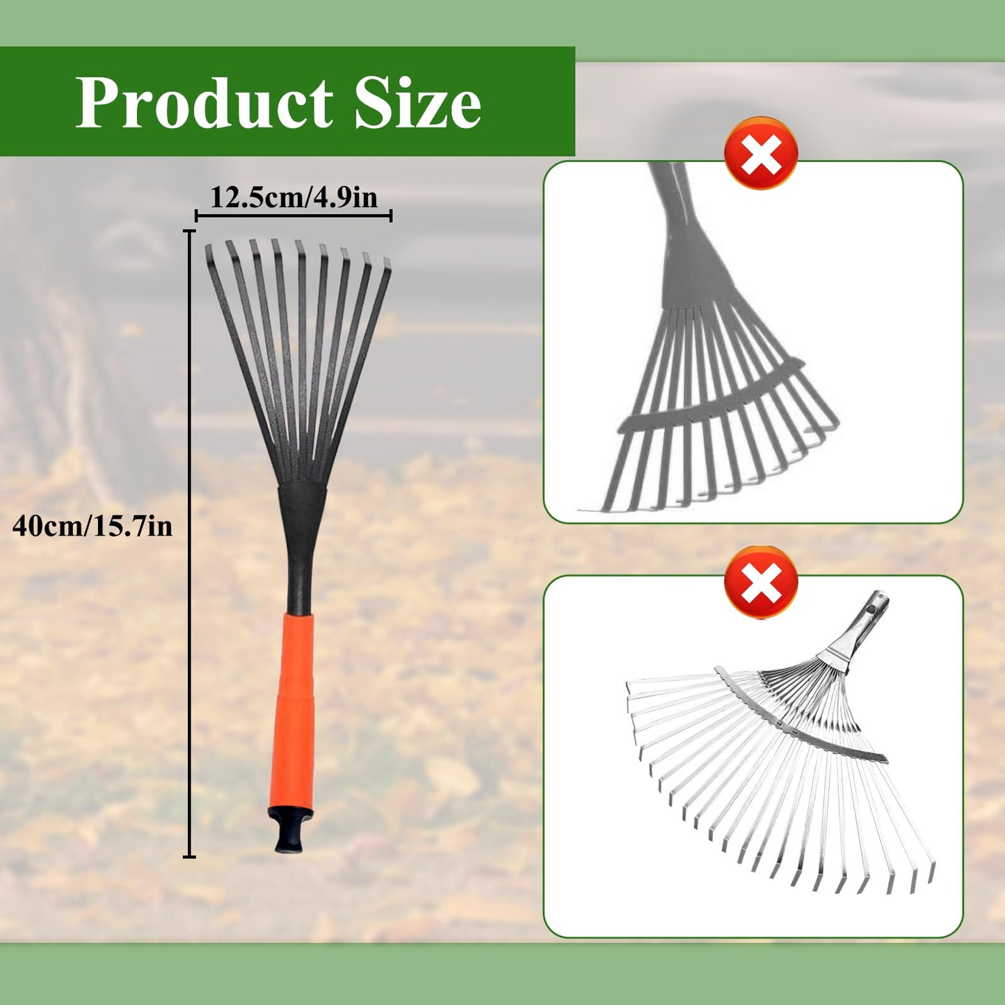 Garden Rake,Hand Rake,Rake for Gardening,Mini Grass Rake,Horse Poo Picker,Durable, Long-Lasting Gardening Tool