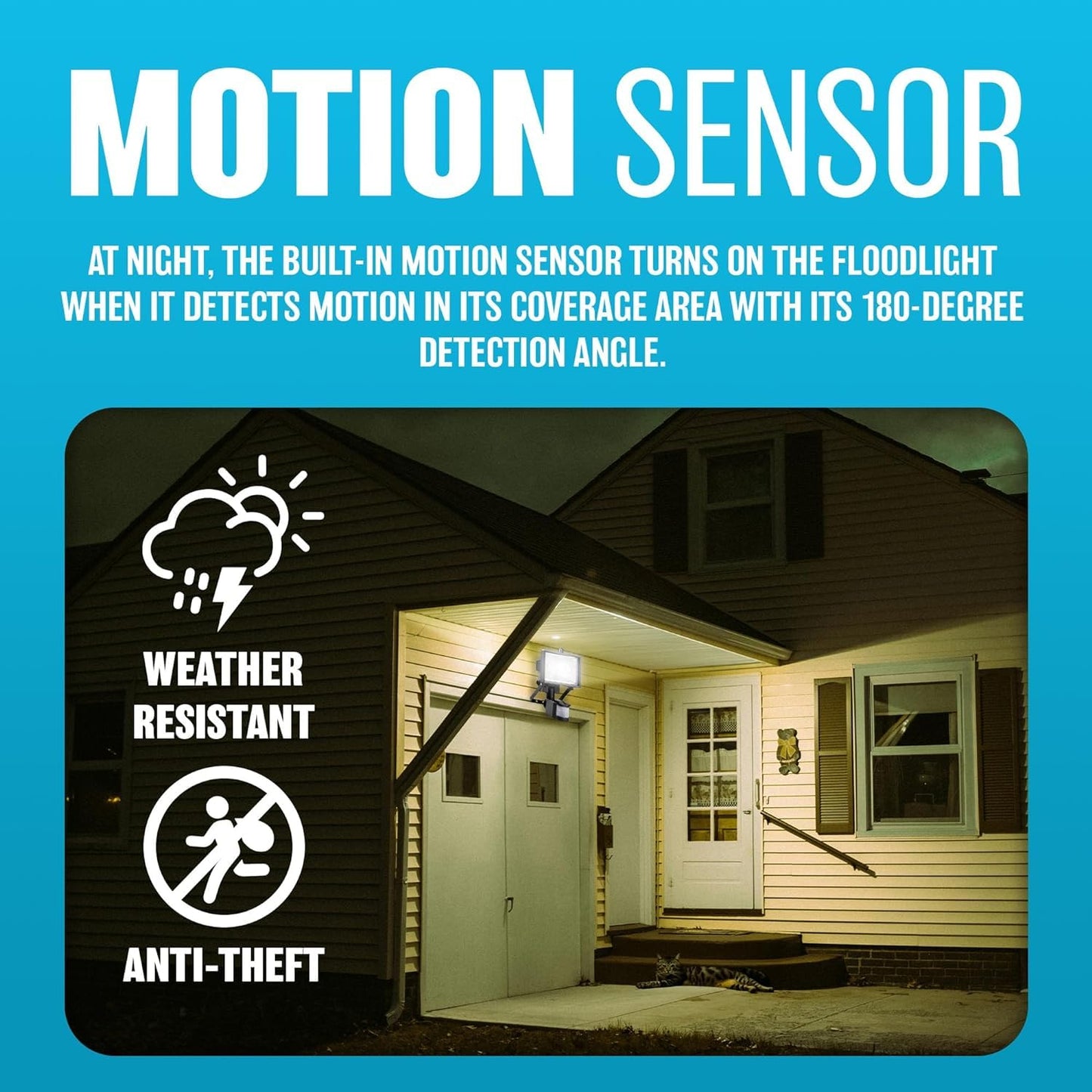 150W Security Flood Light with Sensor - Outdoor Halogen Light, Suitable for Gardens, Garage, Forecourt | PIR Motion Sensor | Waterproof, Weatherproof & Rust Proof - 150 Watt Power, Aluminium Body