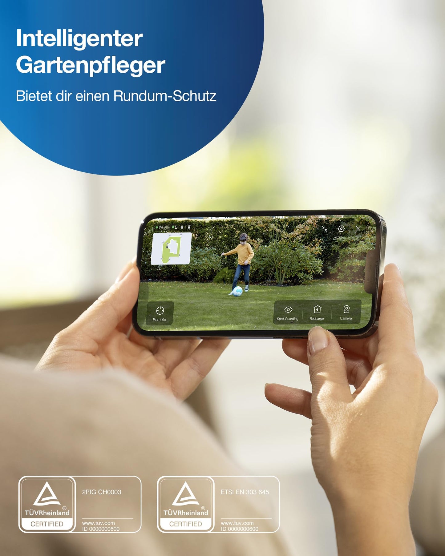 ECOVACS Goat G1-800 Robot Lawnmower No Boundary Wire for Gardens up to 800㎡ (AIVI 3D Obstacle Avoidance, Intelligent Path Planning, No-entry Zone Setting, Logical Cutting, 16 Zones Management)