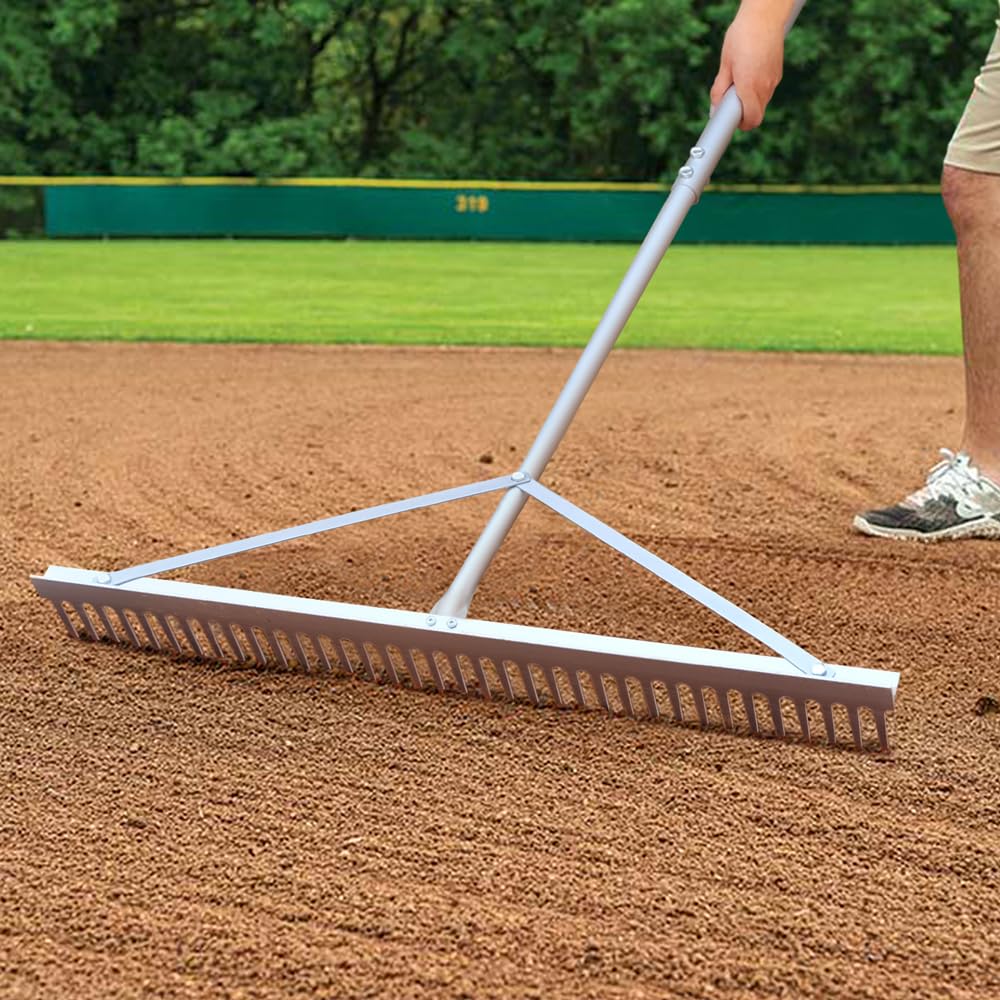 Byhagern Landscape Rake 36'', Aluminum Rake with Lightweight 69'' Handle, Landscaping Rakes Tool for Lawn Care, Lake and Beach