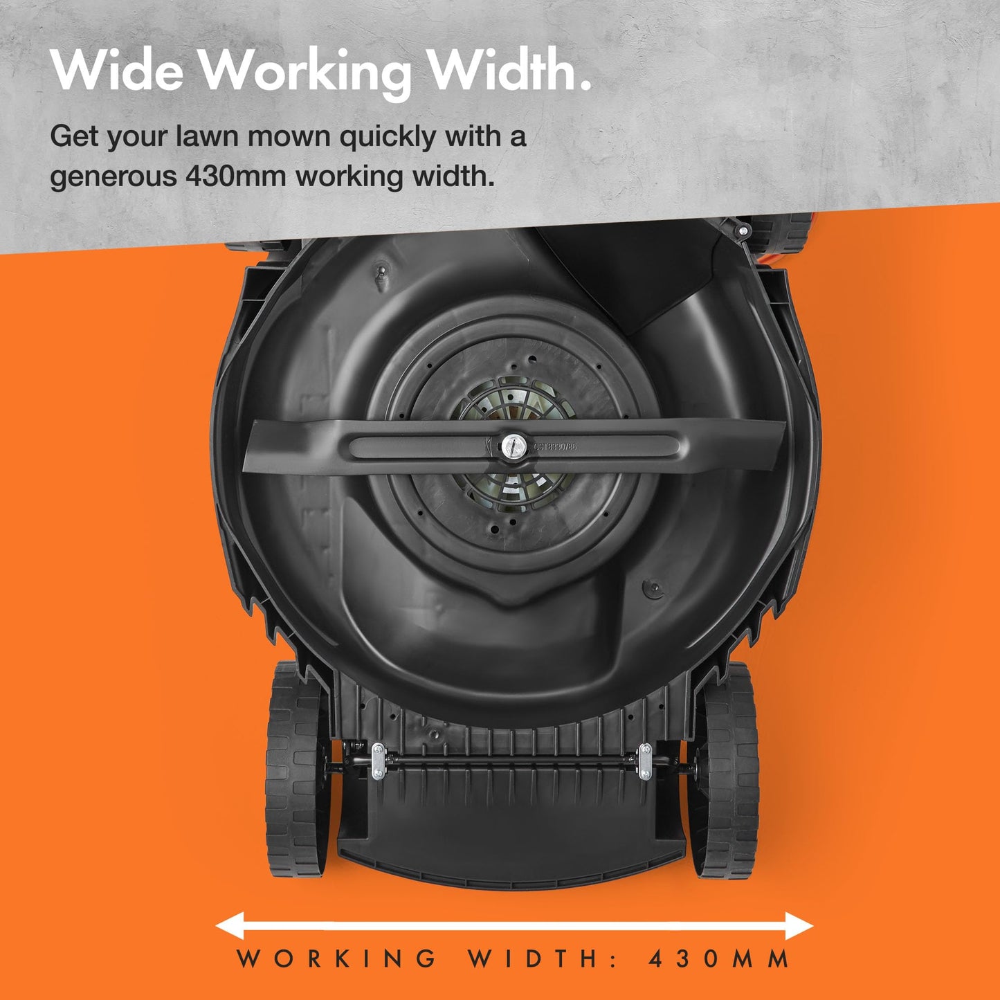 VonHaus Lawnmower 1800W – Electric Corded Lawn Mower for all Types of Grass – 52L Collection Bag, 430mm Working Width, 12m Cable, Foldable Height Adjustable Handlebar, 5 Depth Settings, Carry Handle