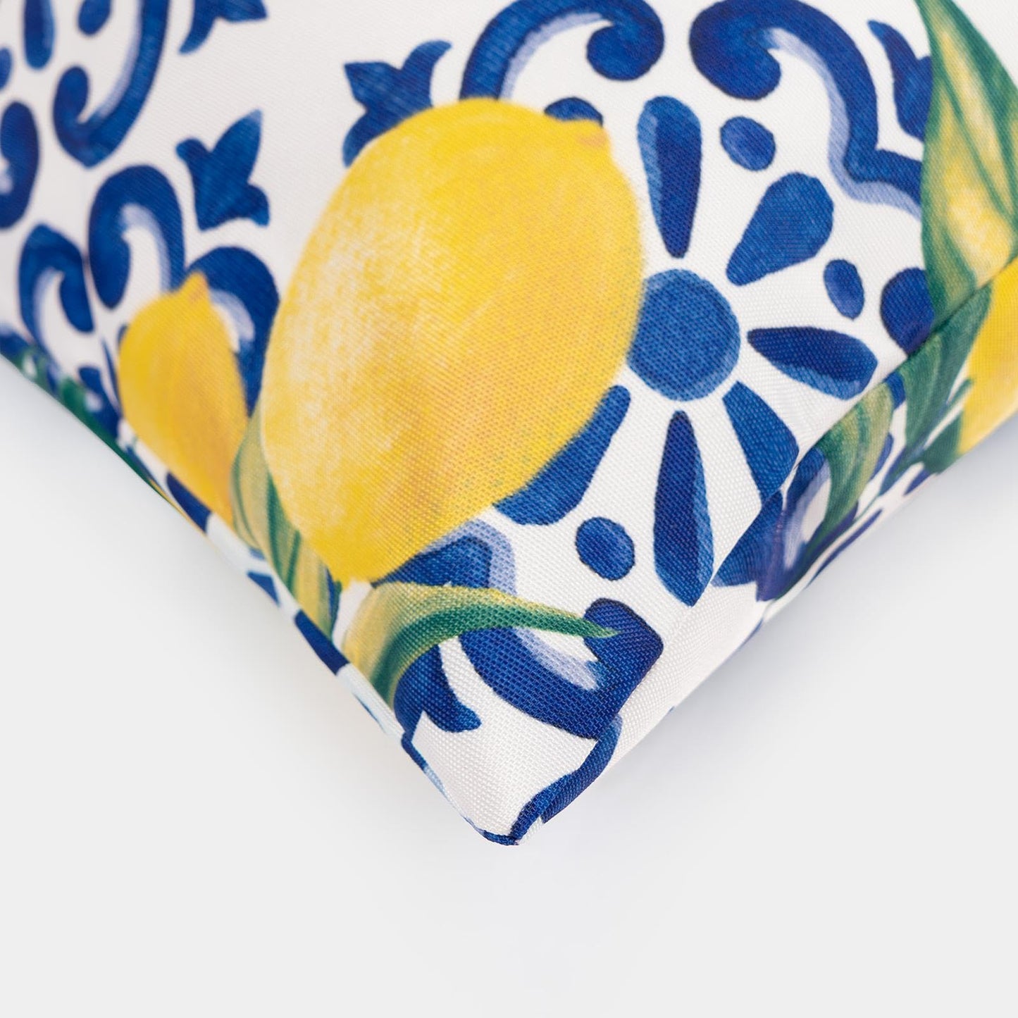 OHS Outdoor Cushions Lemon Print 45 x 45, Water Resistant Garden Furniture Cushions Sofa Cushion Covers for Inners Super Soft Comfy Decorative, Blue Pack of 2