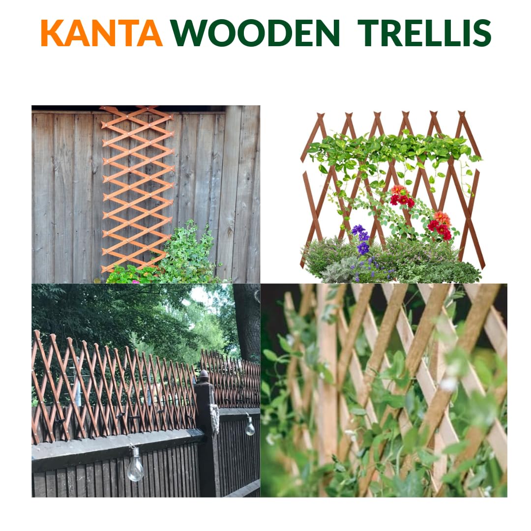 KANTA 3 x Garden Expanding Wooden Trellis Expandable Trellises Aluminum Riveted Each Piece Expands to 180cm x 60cm Climbing Plants Support