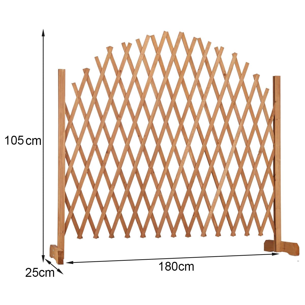 Expanding Freestanding Wooden Trellis Fence Solid Wooden Movable Fence Wooden Decorative Lattice Screen Trellis, 105x180cm, Brown