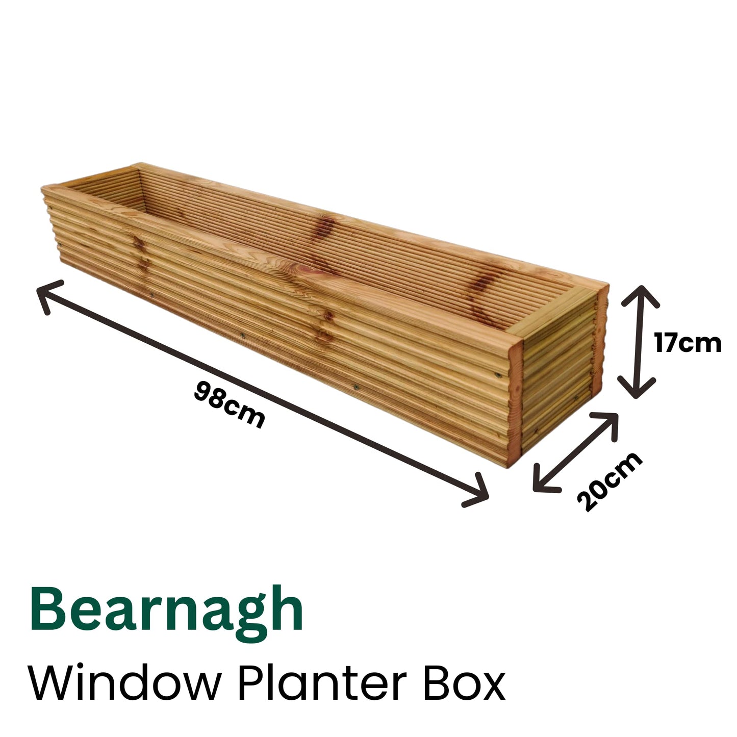 Mourne Wood Large Wooden Window Box Planter - 98cm Wide, Elegant Window Sill Planter for Flowers & Herbs, Versatile Indoor & Outdoor Gardening, Made in the UK