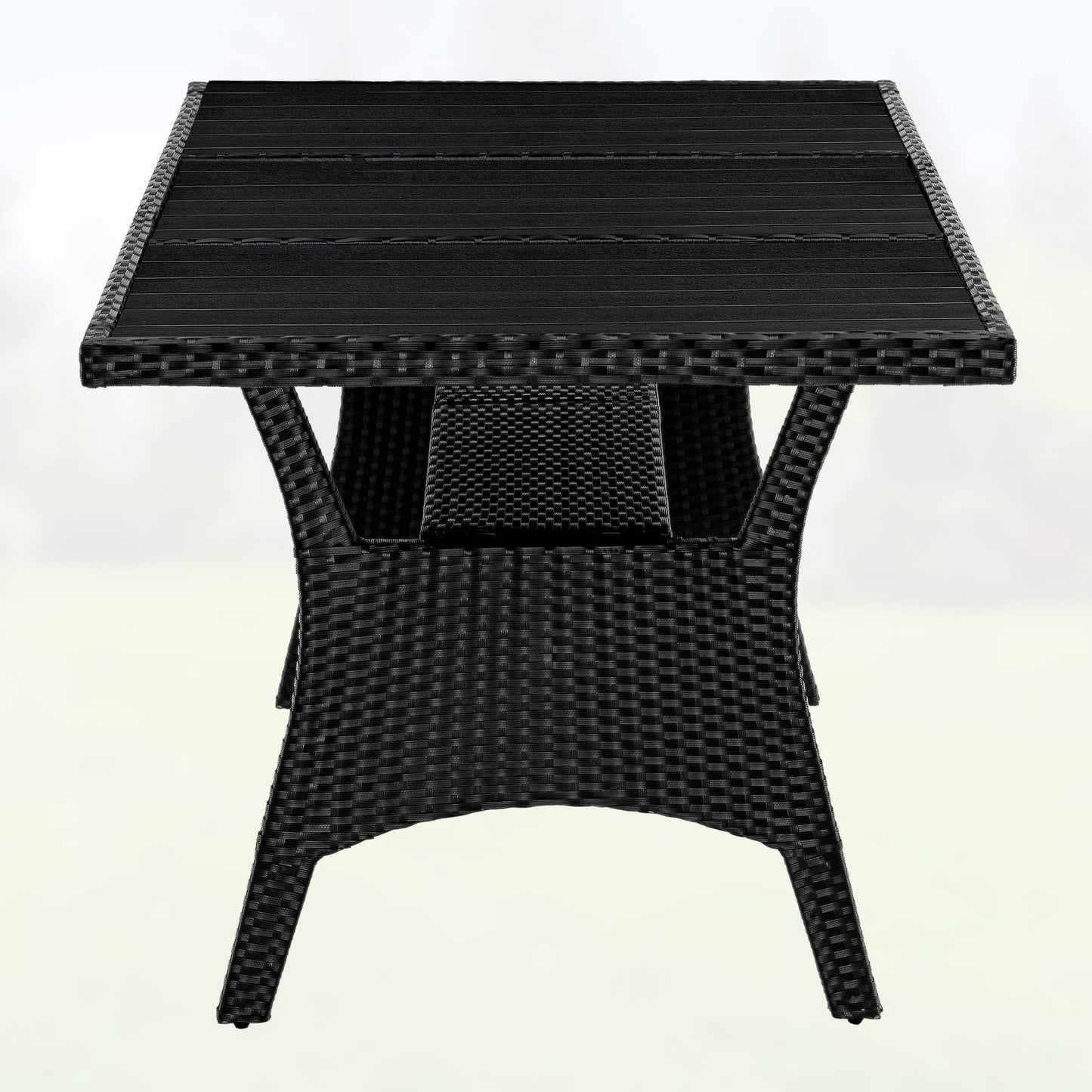 CASARIA® 8 Person XL Poly Rattan Garden Table with Shelf & WPC Top | 190 x 90 x 74cm | Weather Resistant | Outdoor Patio Dining Furniture | Lawn Patio Deck Balcony | Black