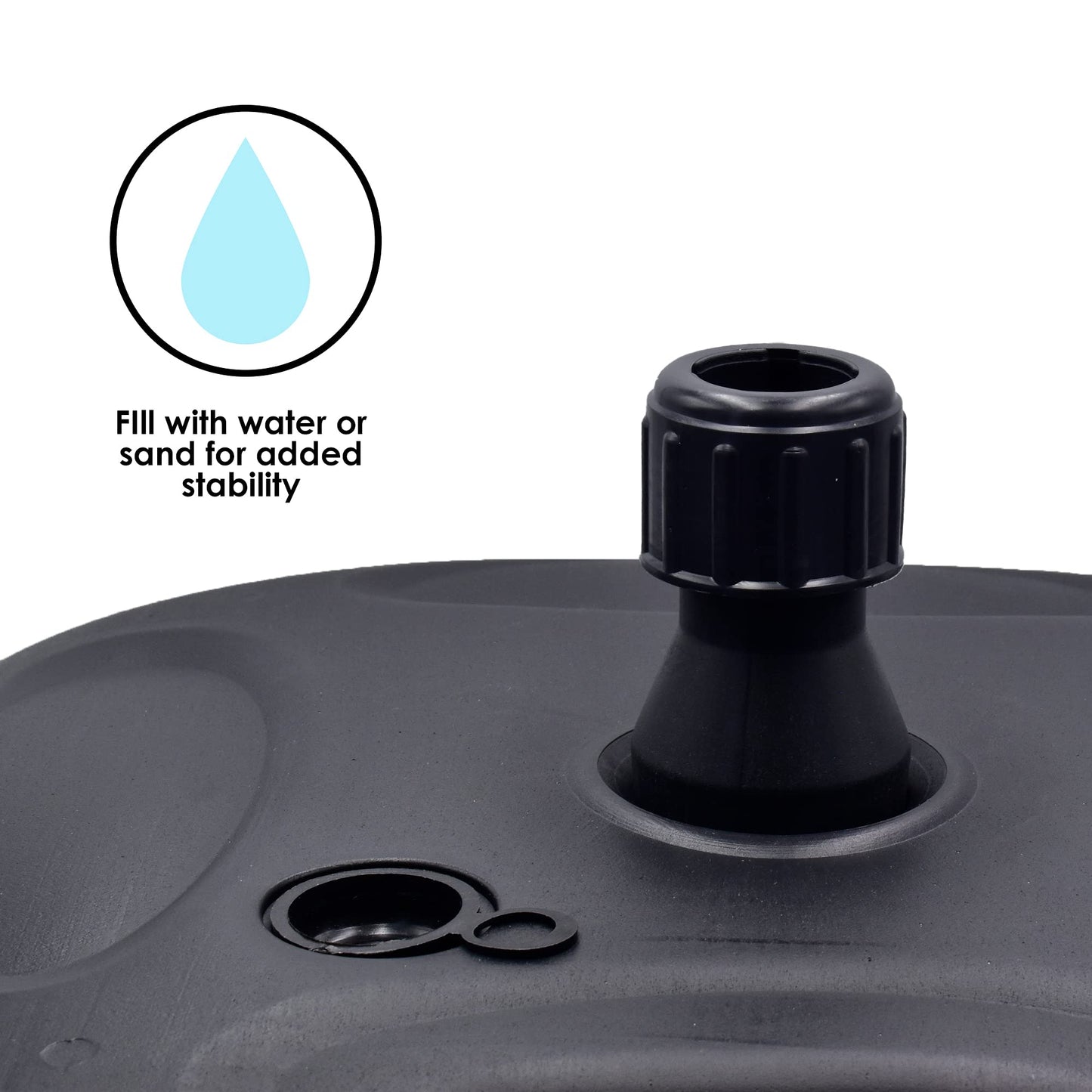 Out There! 240cm (7ft 8in) Grey Parasol with Base Garden Beach Parasol Umbrella | Outdoor Sun Shade with Adjustable Height and Base