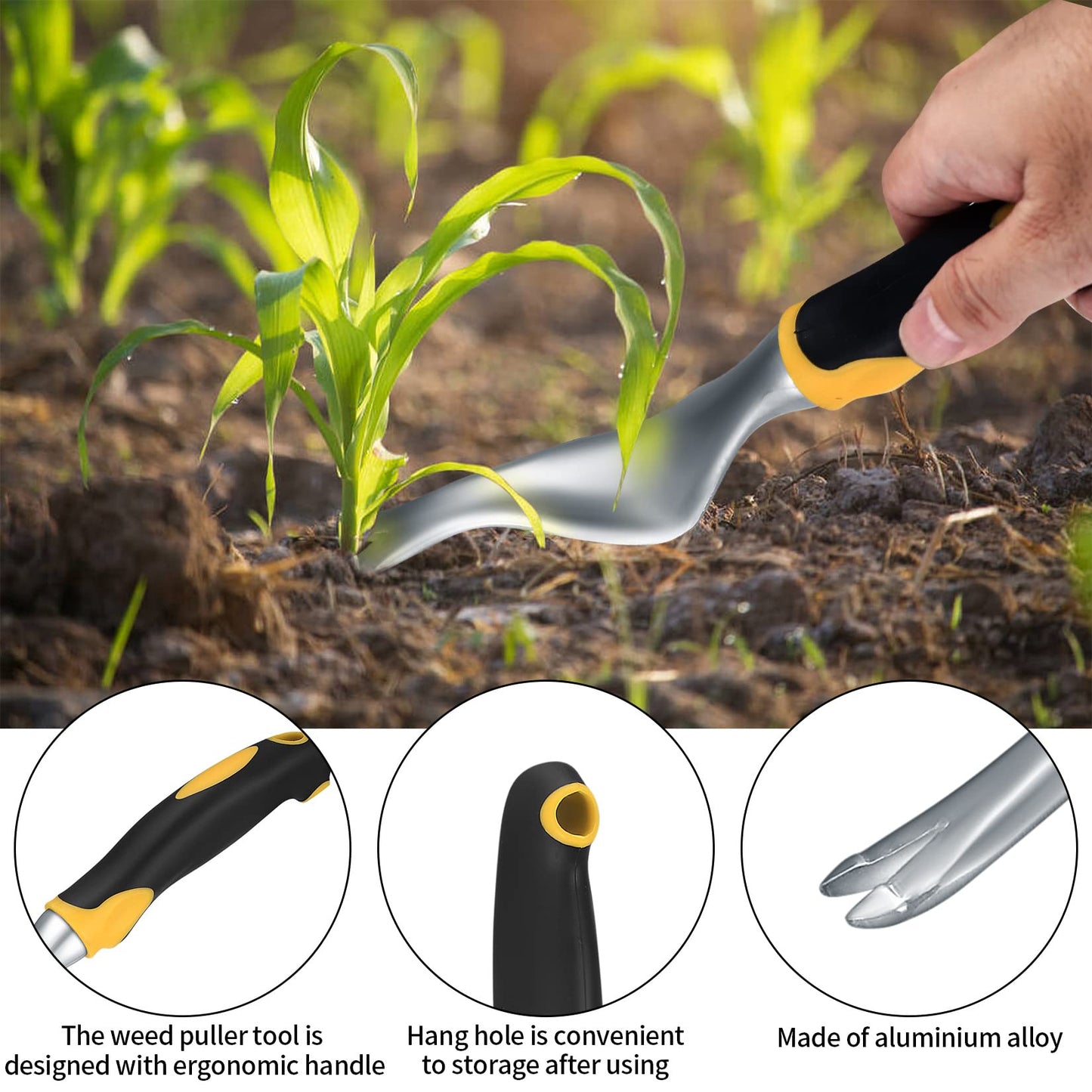 TOOINKCV 2 Pcs Hand Weed Puller Tool, Manual Weeder Tool, Hand Weeder Dandelion Remover Tool, Y-shaped Stainless Steel Dandelion Weeder Fork Root Weeding Tools for Garden Patio Lawn