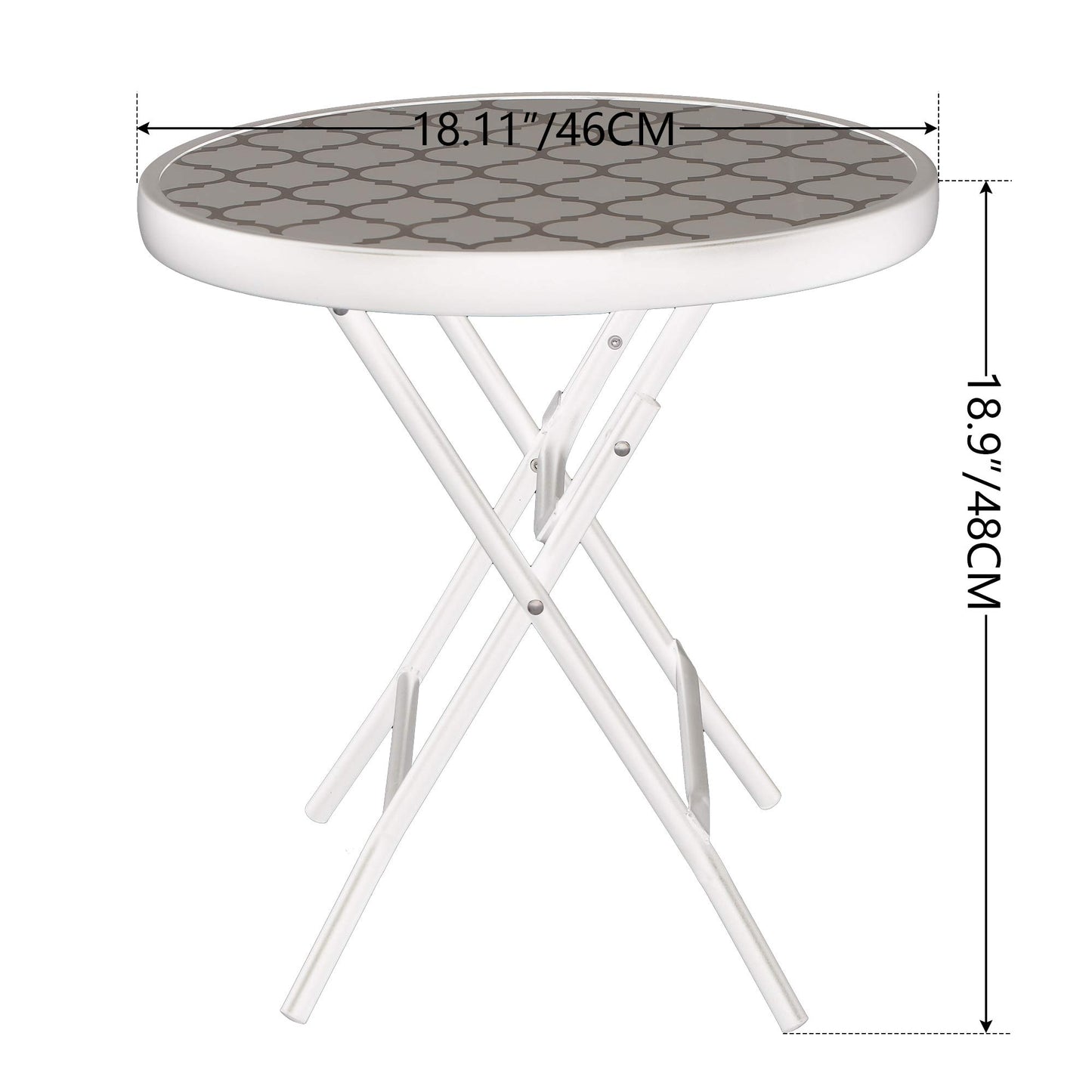 PHI VILLA Folding Side Table, Foldable Coffee Table, Outdoor Garden Table, Small Round Patio Table for Outdoor and Indoor-Blue