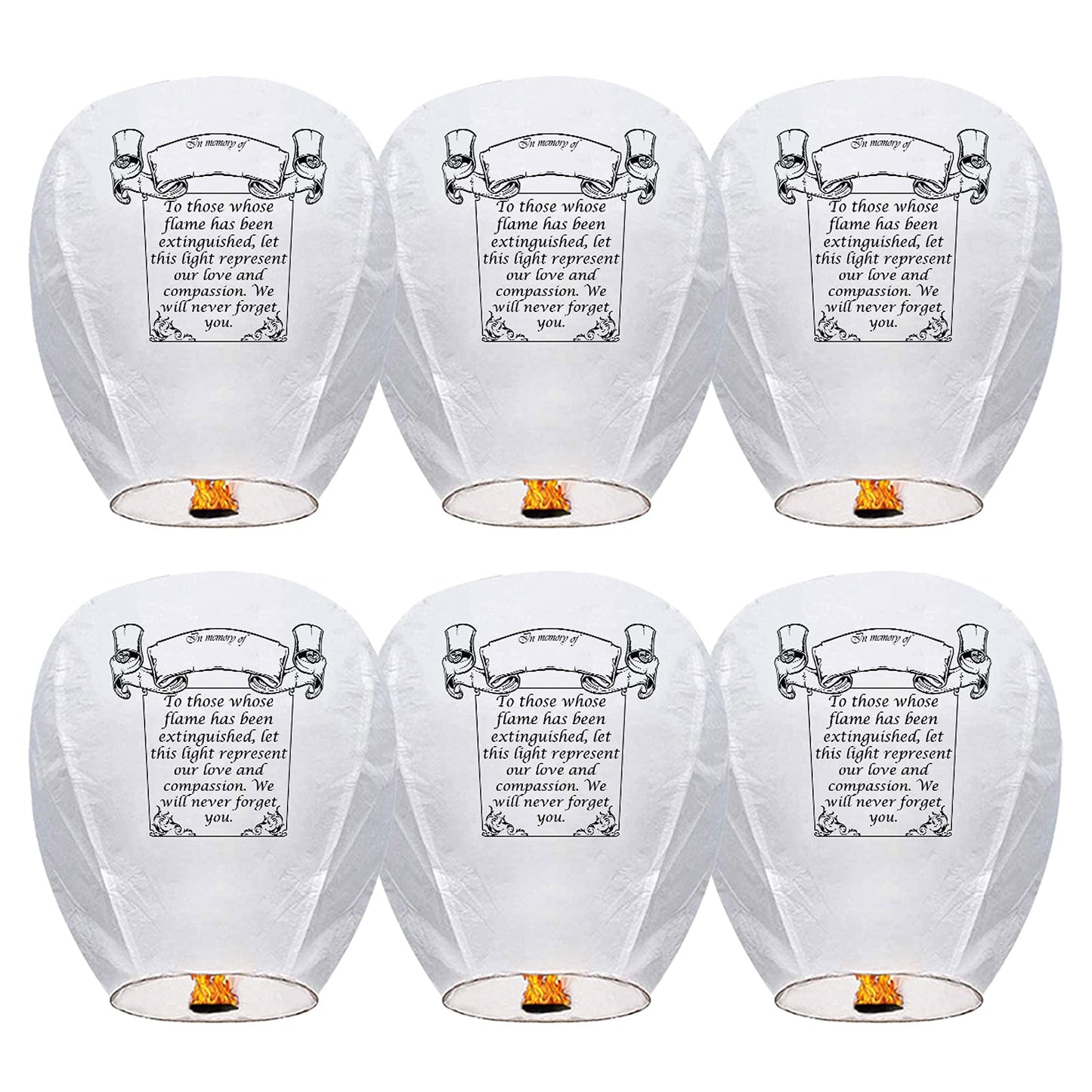 Douzi Chinese Sky Lanterns (6 Pack) 100% Biodegradable No Assembly Required - Beautiful Lantern for White for Weddings, Birthdays, Parties,Memorials and Much More