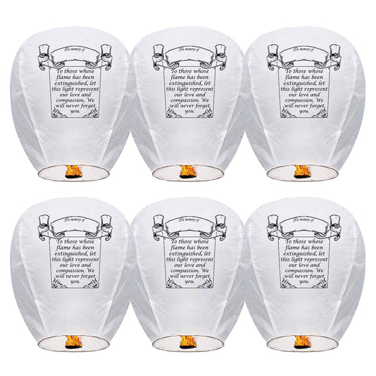 Douzi Chinese Sky Lanterns (6 Pack) 100% Biodegradable No Assembly Required - Beautiful Lantern for White for Weddings, Birthdays, Parties,Memorials and Much More
