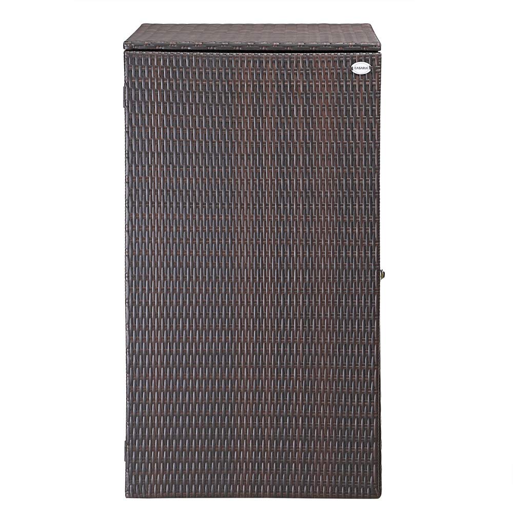 CASARIA® Wheelie Bin Storage Hideaway | Outdoor Bin Screen | Brown Poly Rattan | Lockable | Hinged Lid for Easy Access | Garden Shed Dustbin Rubbish Cover | 240L | 115 x 65 x 80cm