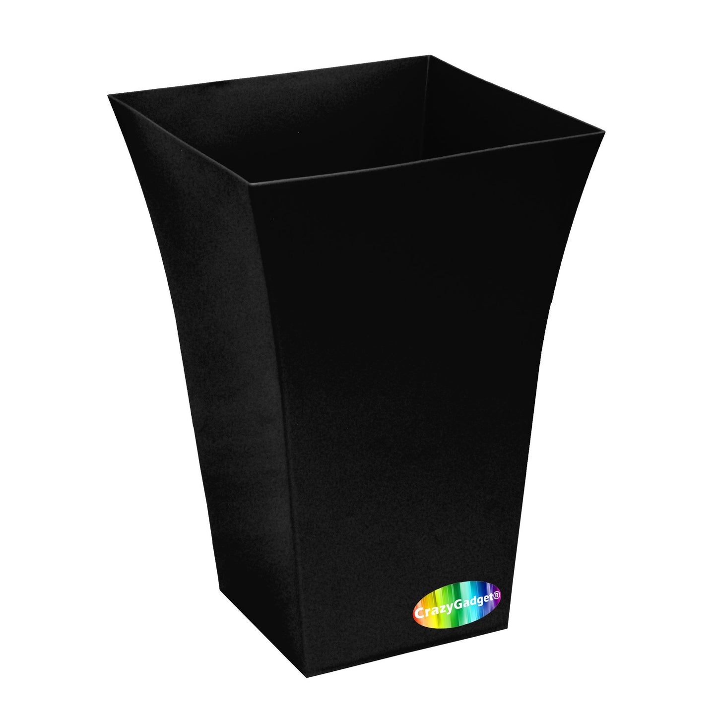 CrazyGadget® Large Milano Tall Planter Square Plastic Garden Flower Plant Pot Gloss Finish (1, Black)
