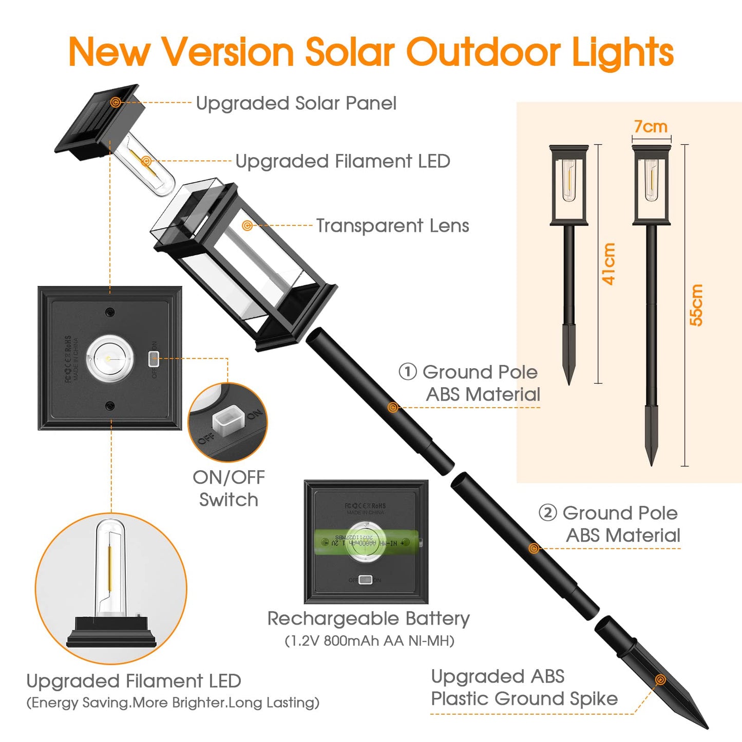 KOOPER Solar Lights Outdoor Garden, 4 Pack Upgraded Garden Lights Solar Powered Waterproof, Auto On/Off Solar Lights Garden Ornaments Outdoor for Yard Pathway Patio Decorative Lawn