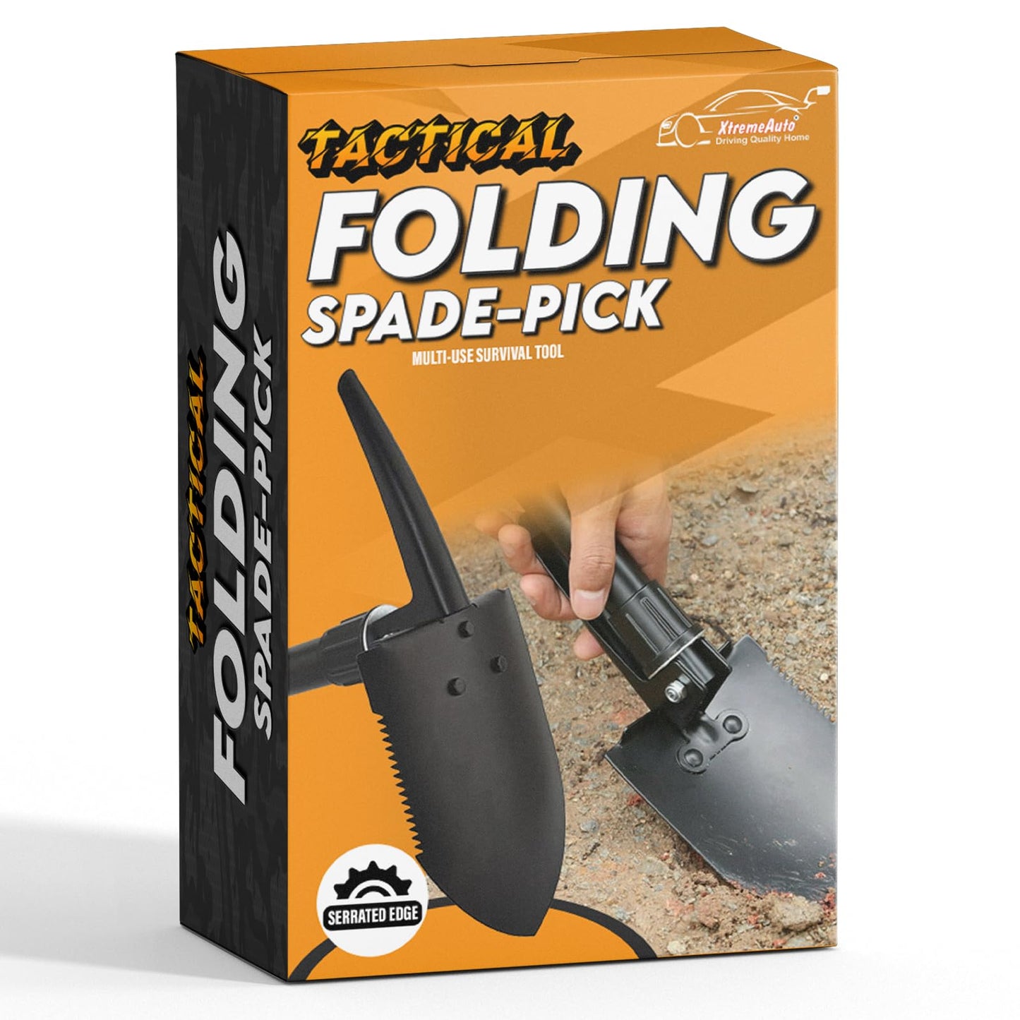 Xtremeauto Military Folding Shovel – 23'' Compact High-Carbon Steel Survival Shovel with Pick, Portable Multi-Tool for Camping, Hiking, Fishing, Emergency, Gardening, for Outdoor Enthusiast