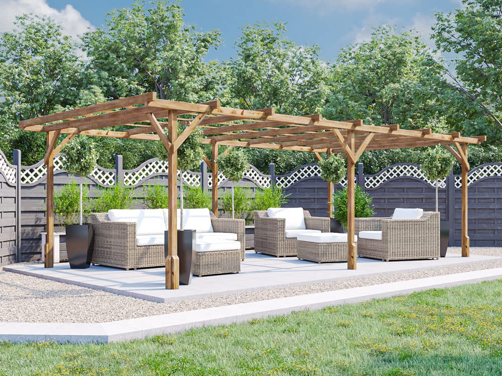 Dunster House Wooden Pergola 6 x 3 Metres Garden Plant Frame Kit Utopia