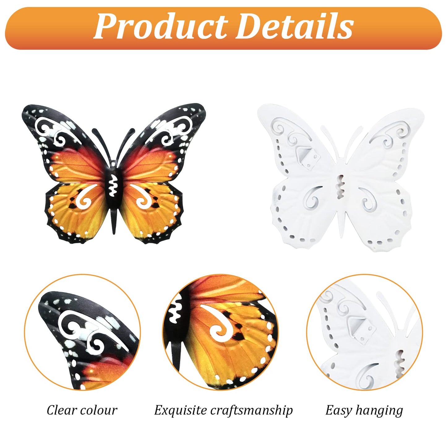 VEGCOO Large Metal Butterfly Garden Decorations Fence Decorations Outdoor Large Garden Ornaments Garden Wall Art for Outdoor Garden Fence Sheds Wall(Blue)