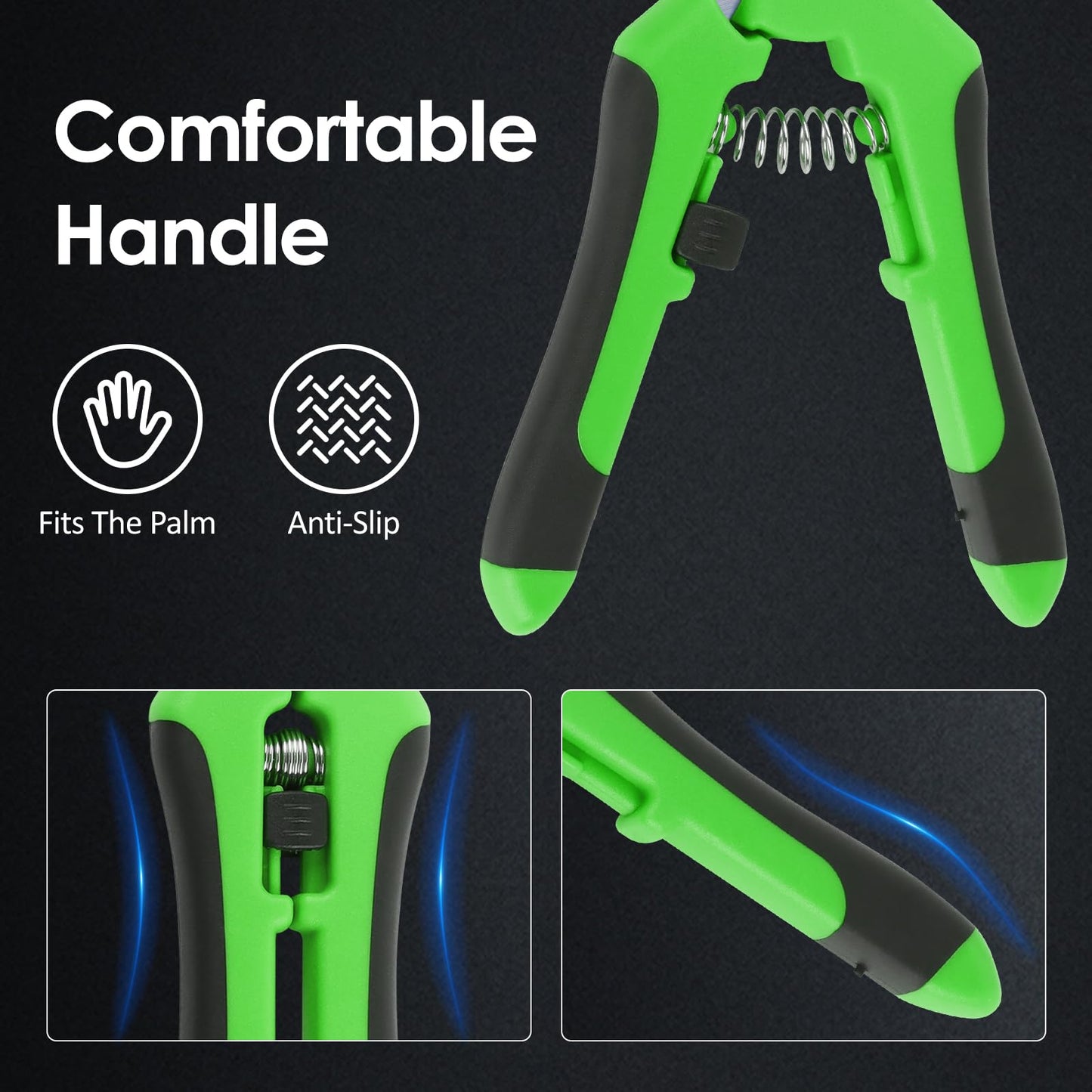 QMLING 3PCS Pruning Shears, Pruning Scissors with Locking Handle, Professional Trimming Scissors, Stainless Steel Pruners for Gardening (16.5 cm Green Orange Blue)