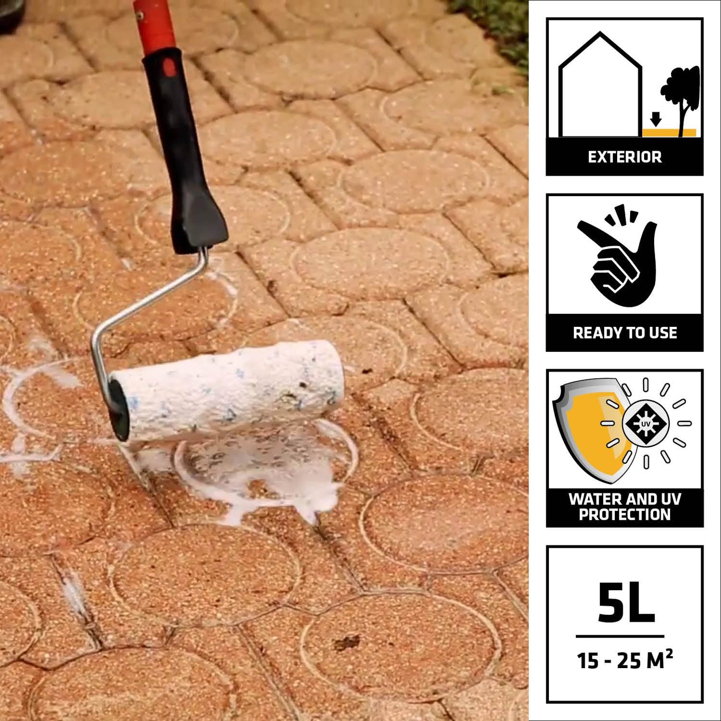 Sika Patio Seal Paving – Water Base Sealer and Appearance Enhancer for New and Recently Cleaned Paving – 5 Litre