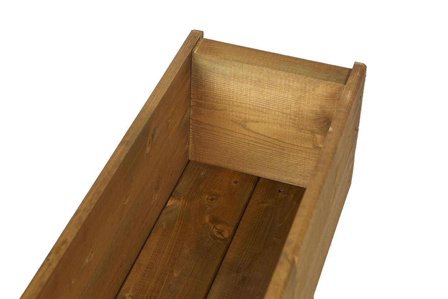 Set of 2 x 90cm Wooden Trough Planters - Wood Plant Trough Container Box