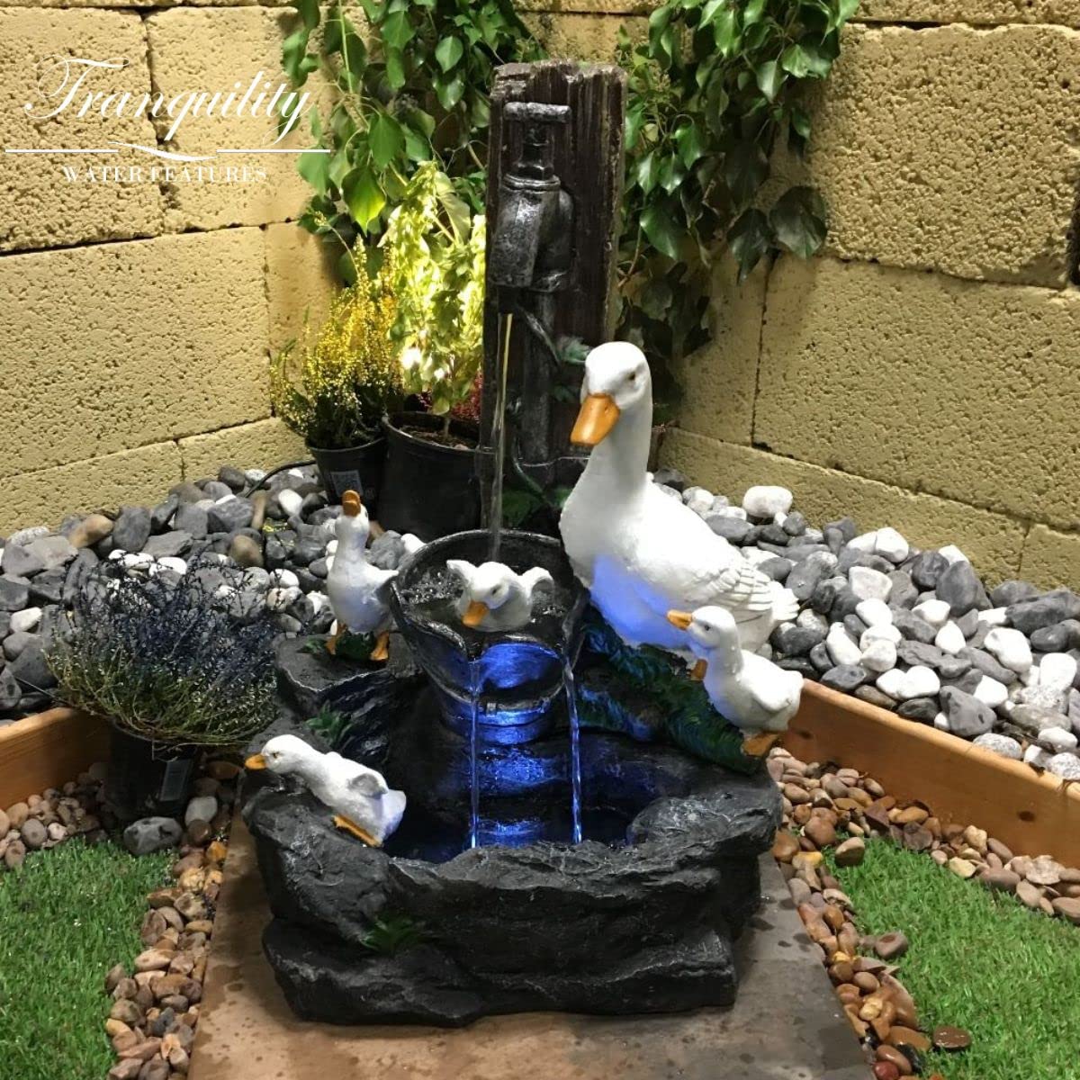 Tranquility Duck Family Animal Mains Powered Water Feature,Waterfall, Water Fountain, Garden Decoration, Garden Feature