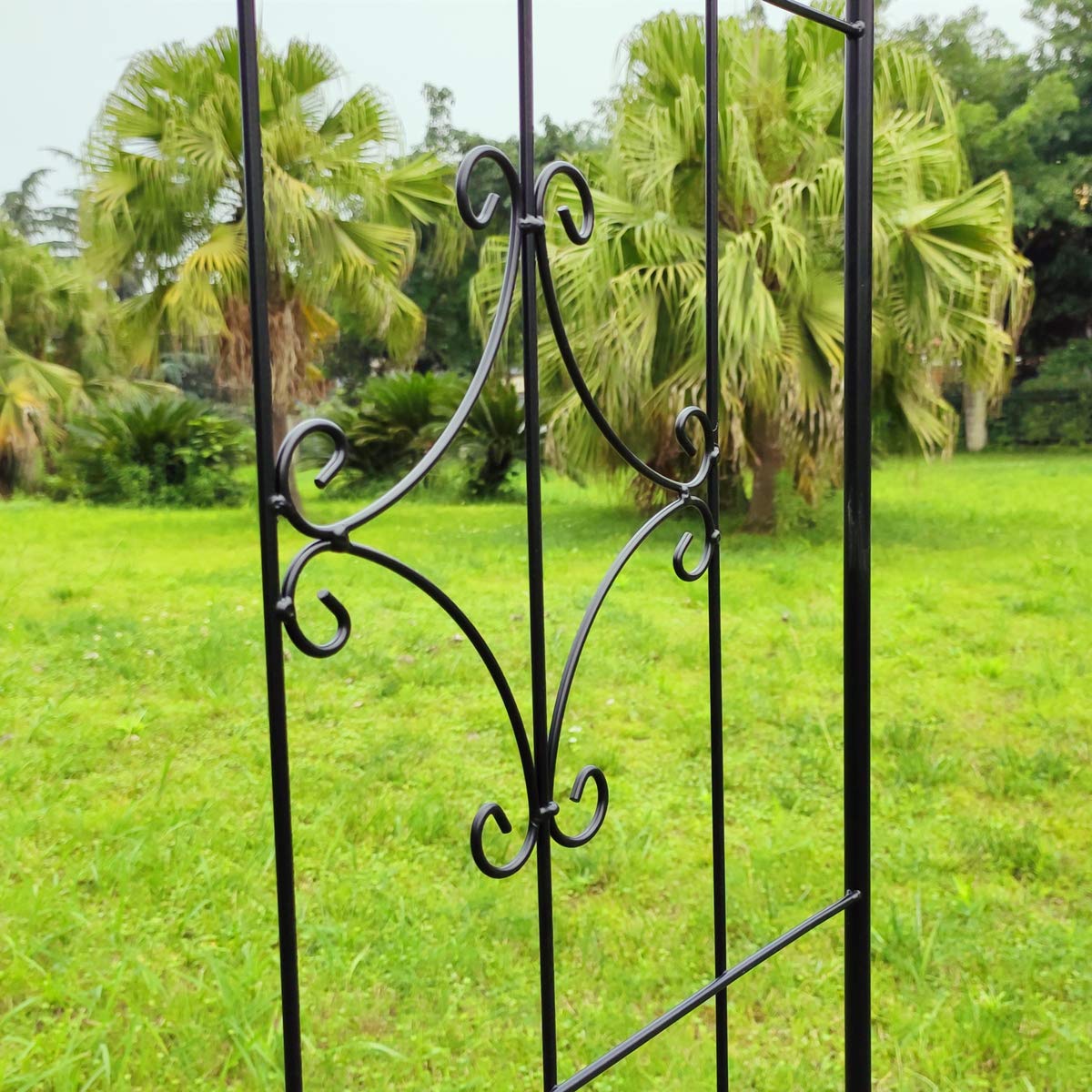 OUTOUR Larger Garden Trellis Plant Support Wire Lattice Grid Panel Stake Fence, 72"x20", for Climbing Plants, Potted Vines Vegetables Vining Flowers Ivy Roses Clematis, Lawn Backyard Patio, Black