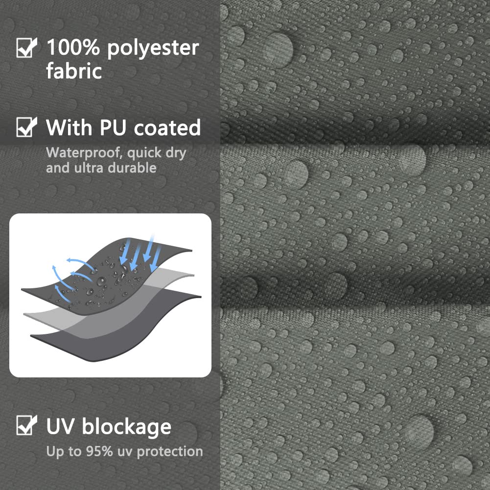 OFFCUP Sun Shade Sail, 2x2x2m Awning Canopy, 160gsm Waterproof Shade Sail Garden Sun Sail Patio Canopy 95% UV Block with Free Rope, for Outdoors, Garden, Patio, Yard, Party (Grey)