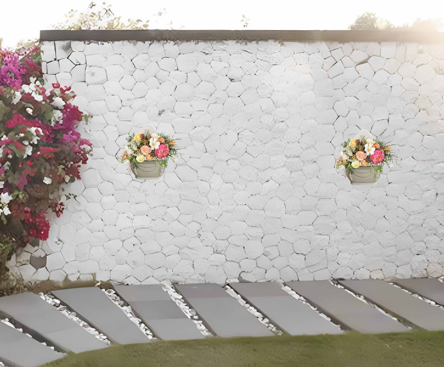 HOMION 31cm Venetian Wall Planter Hanging Basket Flower planter Plastic (TAUPE, 6 baskets)