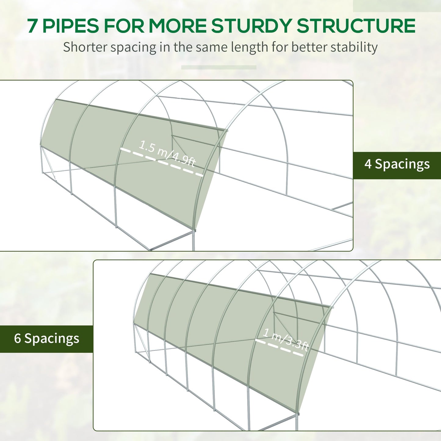 Outsunny 6 x 3 x 2 m Polytunnel Greenhouse with Roll-up Side Walls, Walk-in Grow House Tent with Steel Frame, Reinforced Cover, Zipped Door and 12 Mesh Windows for Garden, White
