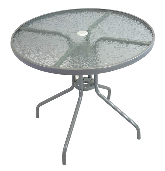Selections Glass Top Round Garden Table for 6 Piece Patio Furniture