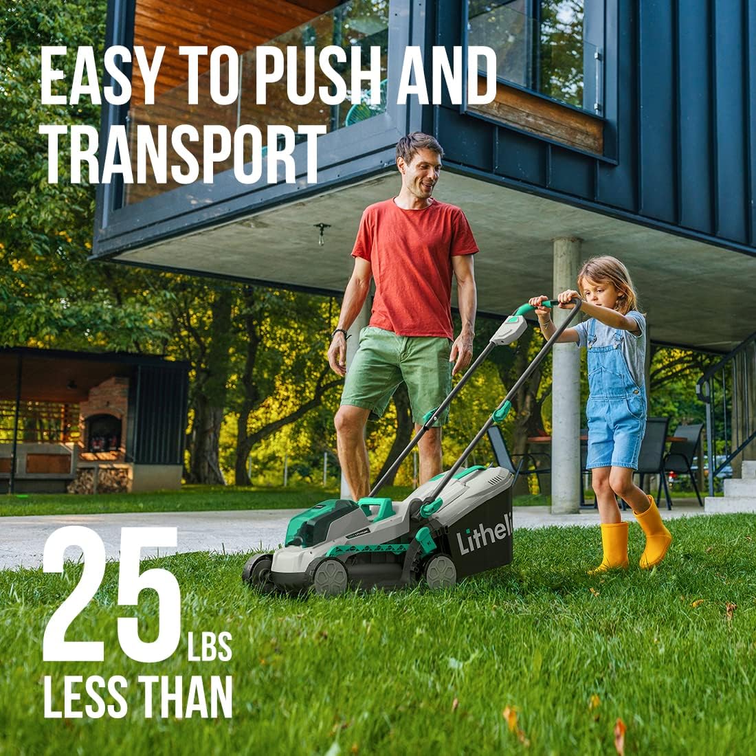 Litheli Cordless Lawn Mower 13 Inch, 5 Heights, 20V Electric Lawn Mowers for Garden, Yard and Farm, with Brushless Motor, 4.0Ah Battery & Charger Included