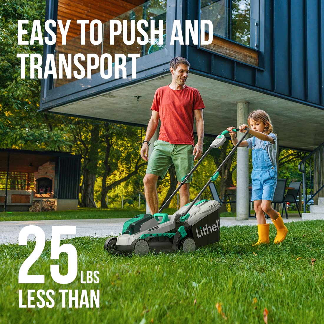 Litheli Cordless Lawn Mower 13 Inch, 5 Heights, 20V Electric Lawn Mowers for Garden, Yard and Farm, with Brushless Motor, 4.0Ah Battery & Charger Included