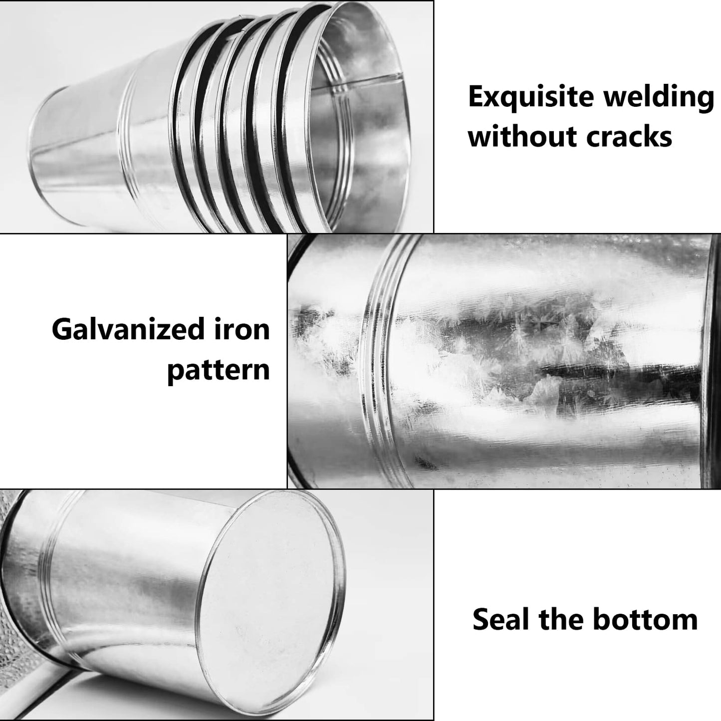 WAIZHIUA 12Pack Metal Plant Pots with Mini Tools, 12cm Depth Herb Pots, Galvanised Iron Garden Planters for Plants Herb Flowers Shrubs Indoor Outdoor DIY Use