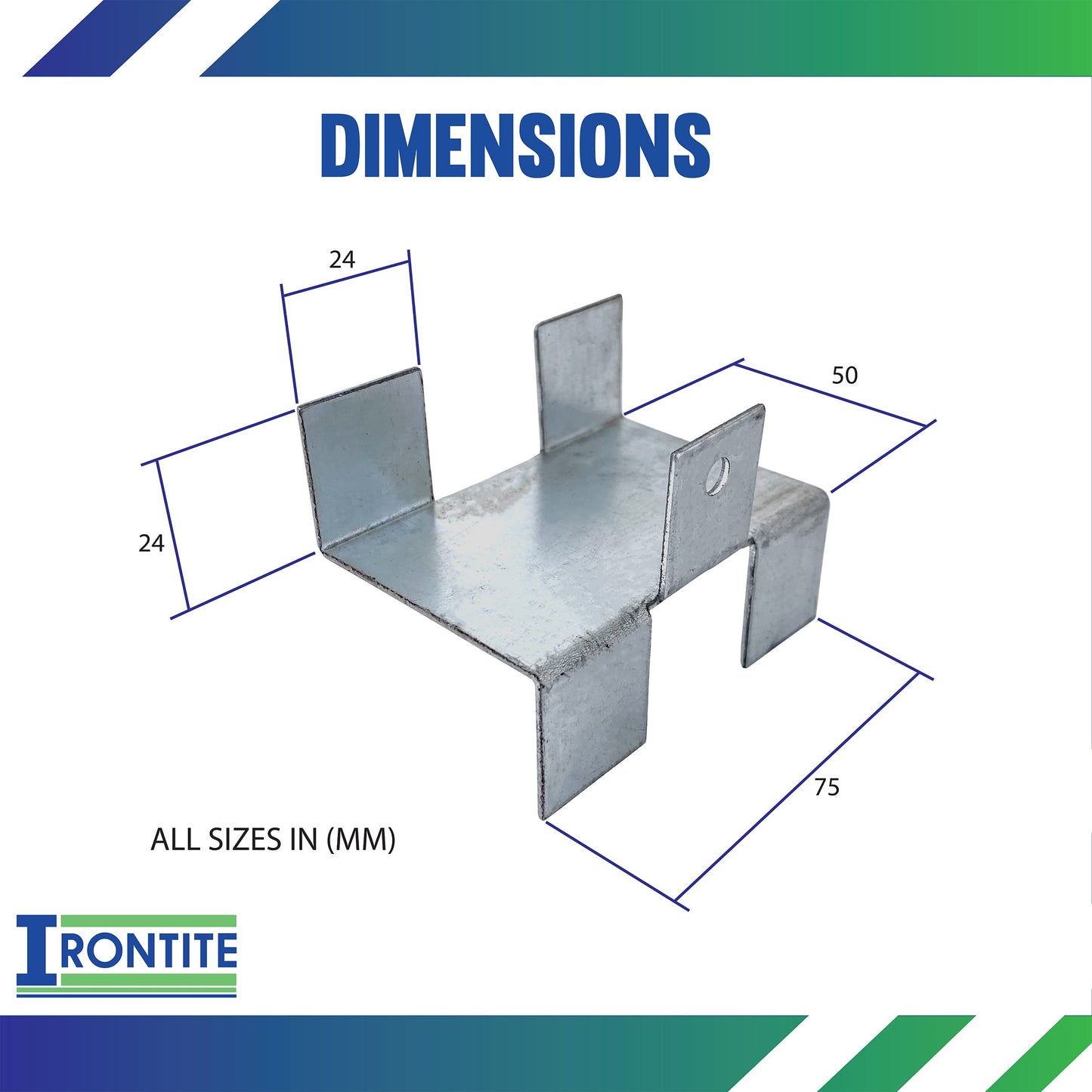 IRONTITE® Pack of 4 Gravel Board Clips, Screw in Fence Panel Clips to Help Keep Your Panels Secure by Screwing to Your Gravel Boards (BZP)